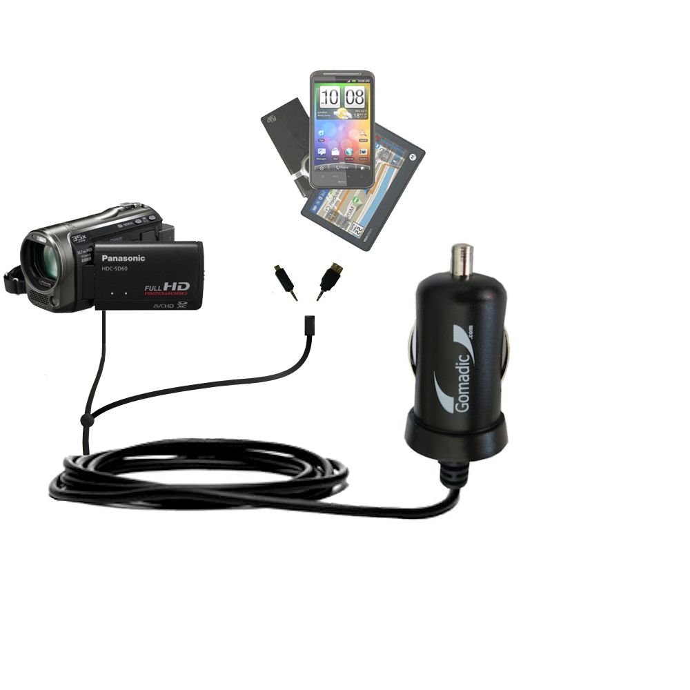mini Double Car Charger with tips including compatible with the Panasonic HDC-SD60 Video Camera
