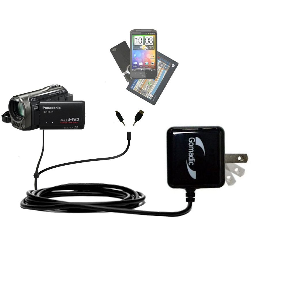 Double Wall Home Charger with tips including compatible with the Panasonic HDC-SD60 Video Camera