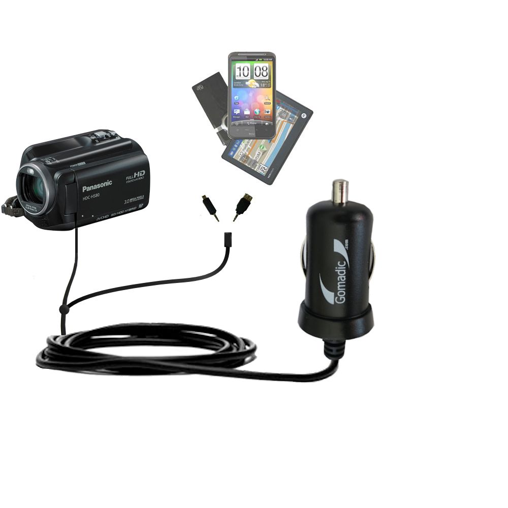 mini Double Car Charger with tips including compatible with the Panasonic HDC-SD80 Camcorder