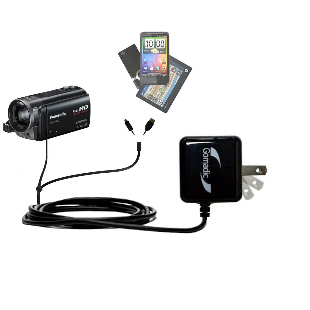 Double Wall Home Charger with tips including compatible with the Panasonic HDC-SD90 Camcorder