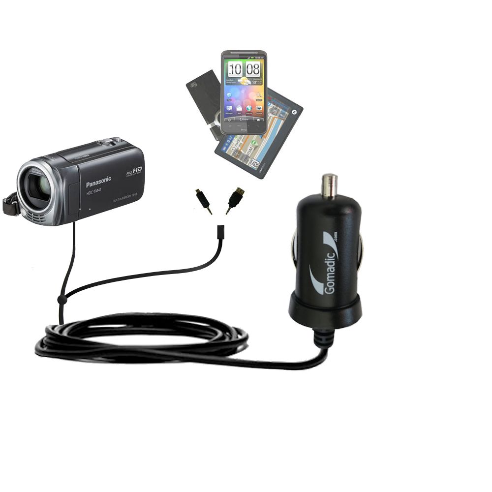 mini Double Car Charger with tips including compatible with the Panasonic HDC-TM40 HDC-TM41