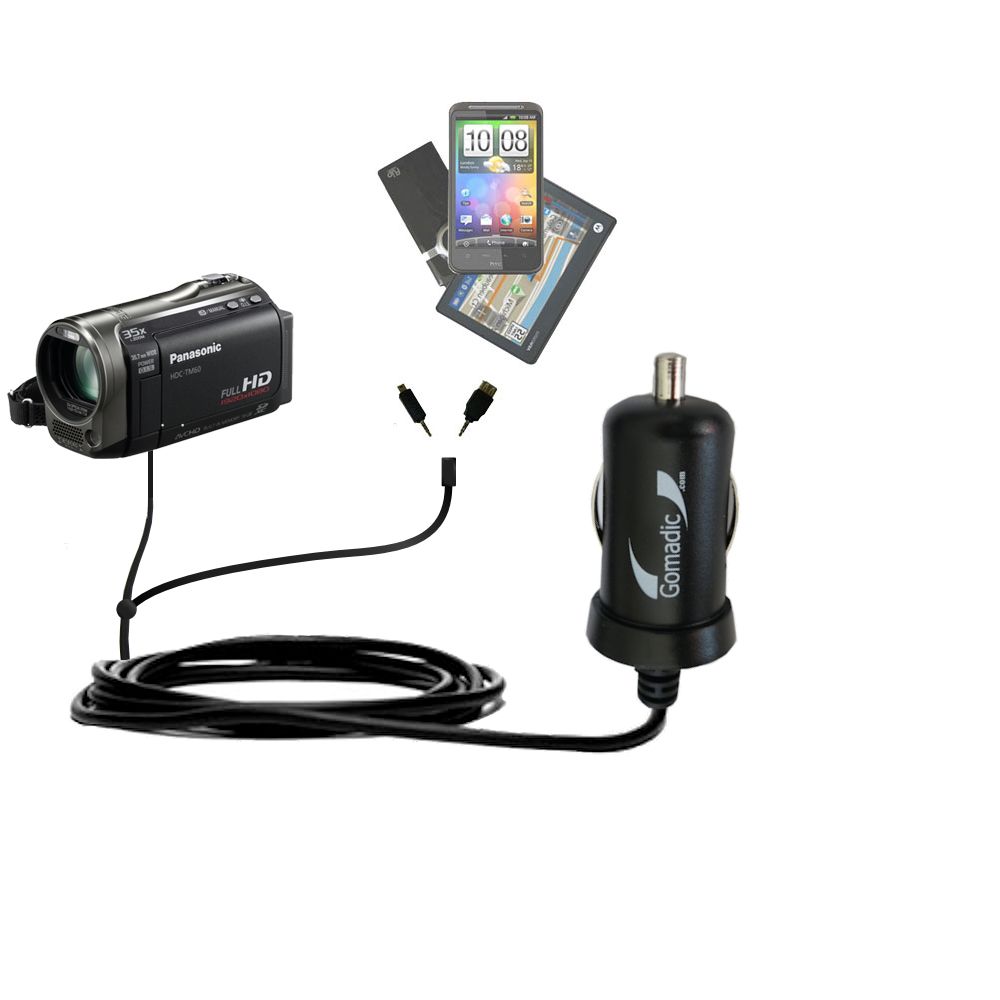 mini Double Car Charger with tips including compatible with the Panasonic HDC-TM60 Video Camera