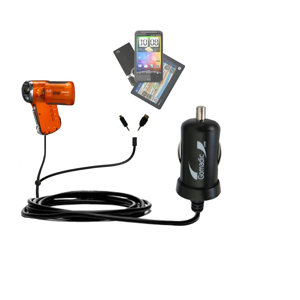 mini Double Car Charger with tips including compatible with the Panasonic HX-WA30