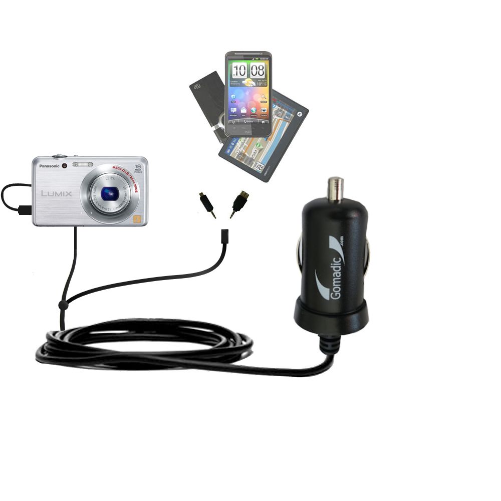 mini Double Car Charger with tips including compatible with the Panasonic Lumix DMC-FH8S