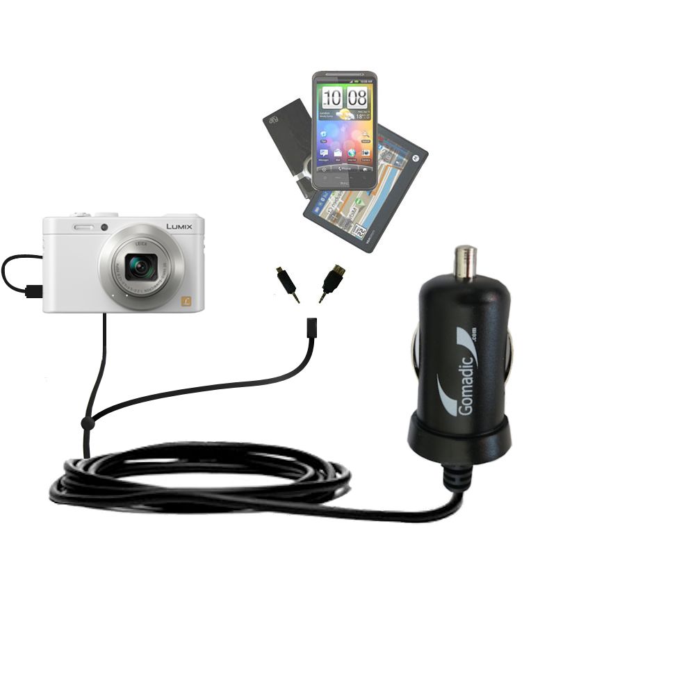 mini Double Car Charger with tips including compatible with the Panasonic Lumix DMC-LF1W