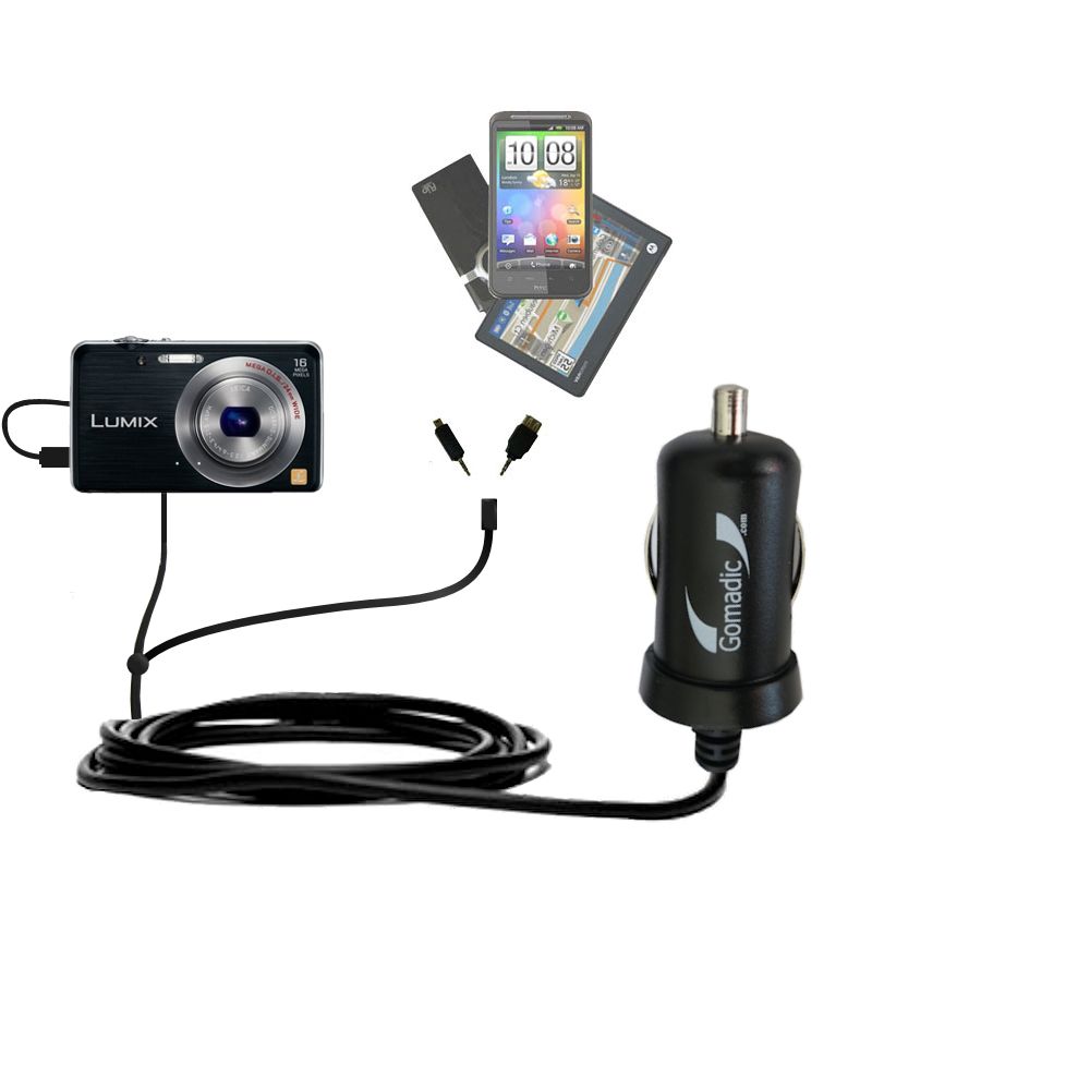 mini Double Car Charger with tips including compatible with the Panasonic Lumix DMC-SZ1A