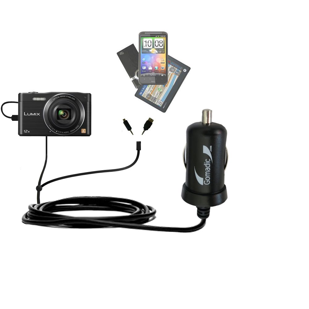 mini Double Car Charger with tips including compatible with the Panasonic Lumix DMC-SZ8