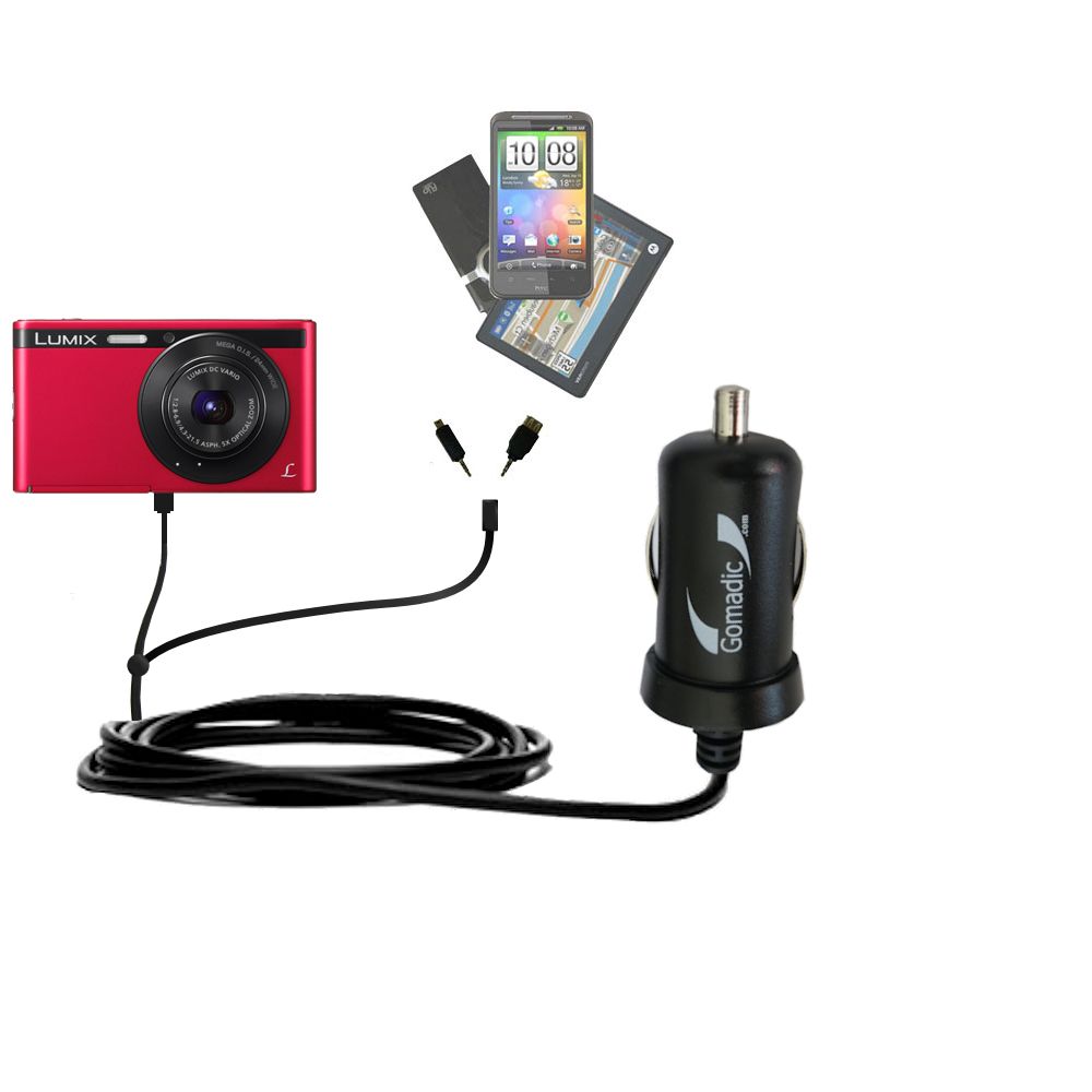 mini Double Car Charger with tips including compatible with the Panasonic Lumix DMC-XS1R