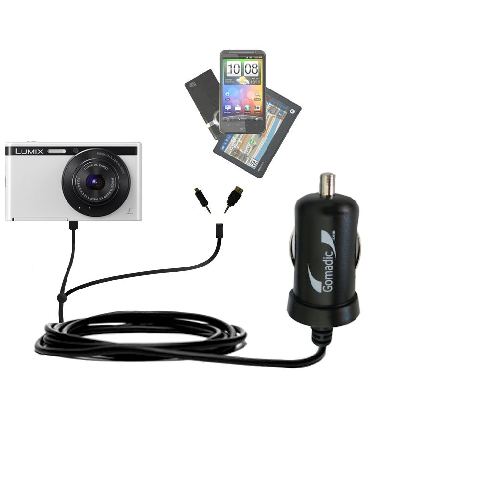 mini Double Car Charger with tips including compatible with the Panasonic Lumix DMC-XS1W