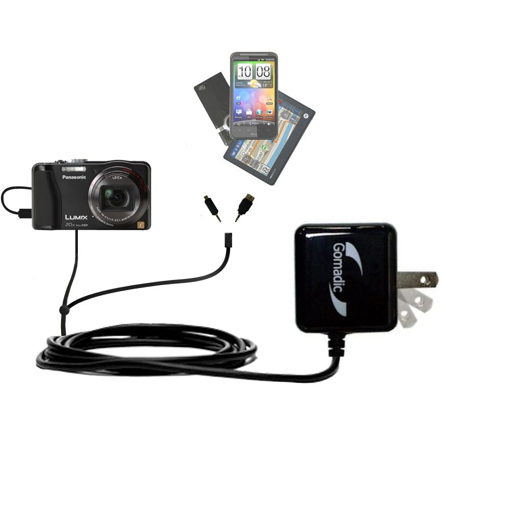 Double Wall Home Charger with tips including compatible with the Panasonic Lumix DMC-ZS20S