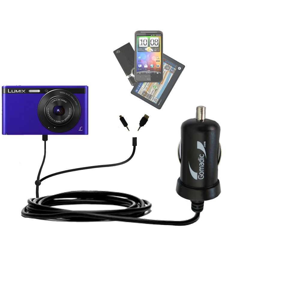 mini Double Car Charger with tips including compatible with the Panasonic Lumix XS1