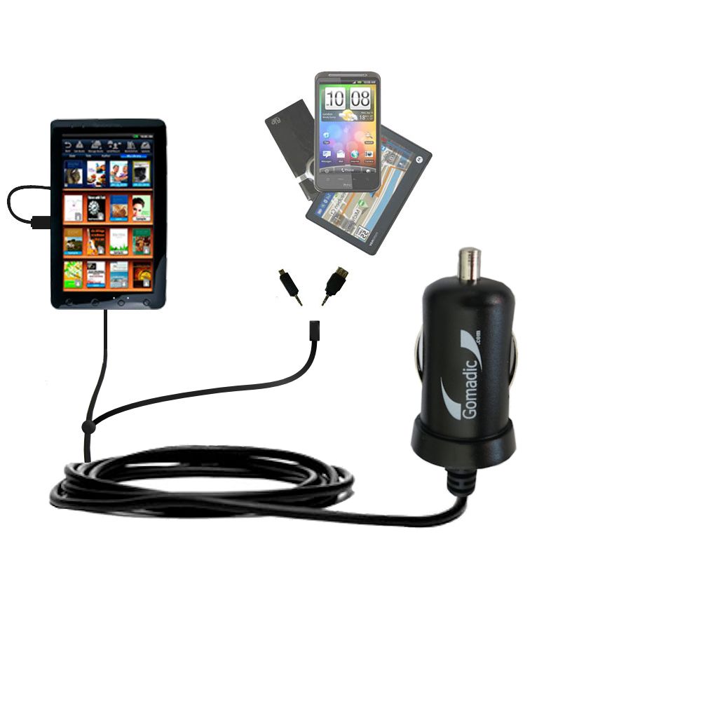 mini Double Car Charger with tips including compatible with the Pandigital 9 inch Novel Color Tablet R90L200