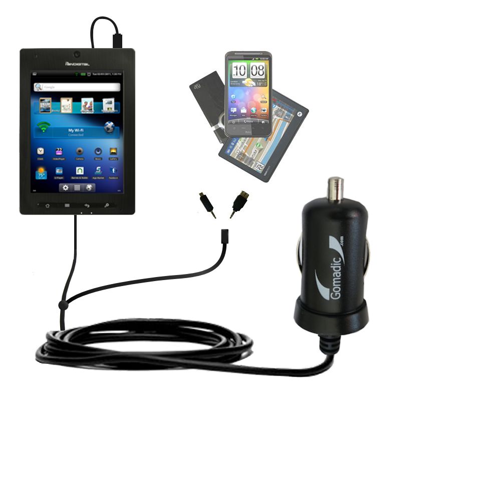 mini Double Car Charger with tips including compatible with the Pandigital Nova R70F400
