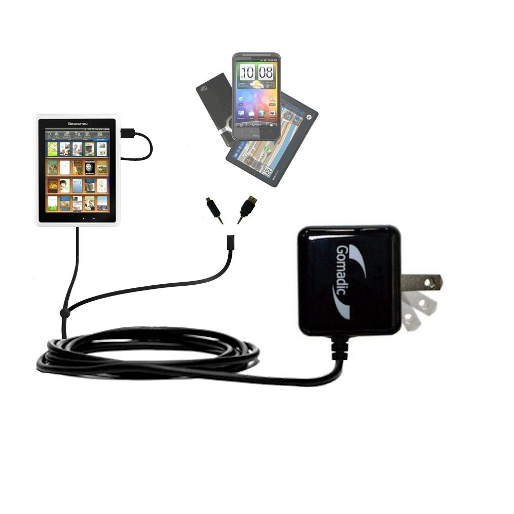 Double Wall Home Charger with tips including compatible with the Pandigital Novel eReader