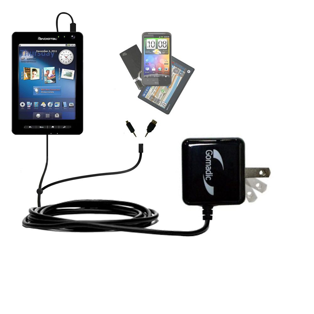 Double Wall Home Charger with tips including compatible with the Pandigital Planet R70A200