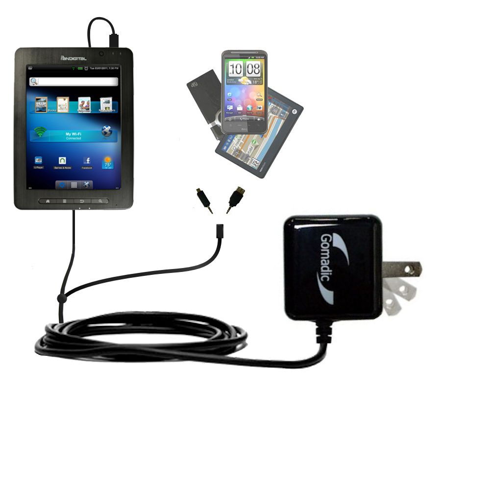 Double Wall Home Charger with tips including compatible with the Pandigital Super Nova R80B400