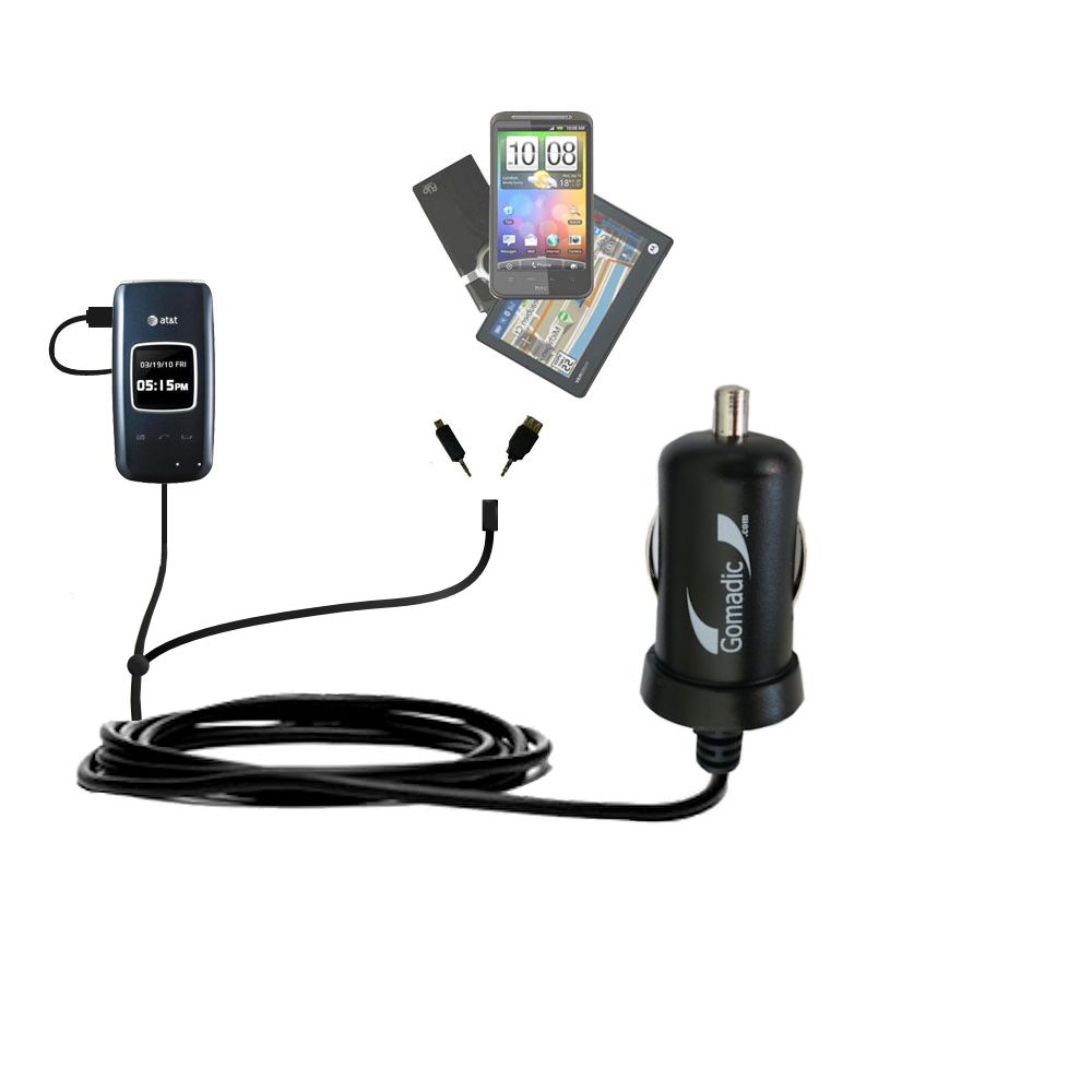 mini Double Car Charger with tips including compatible with the Pantech Breeze III 3