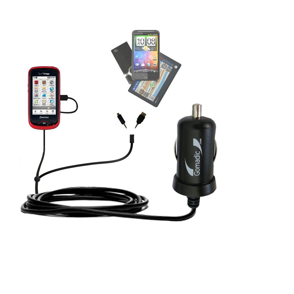 mini Double Car Charger with tips including compatible with the Pantech Hotshot