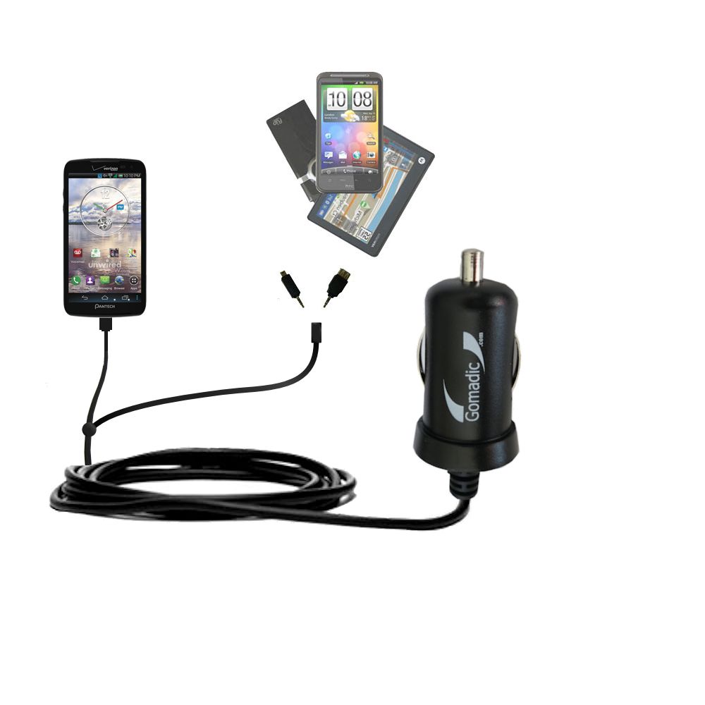 mini Double Car Charger with tips including compatible with the Pantech Perception