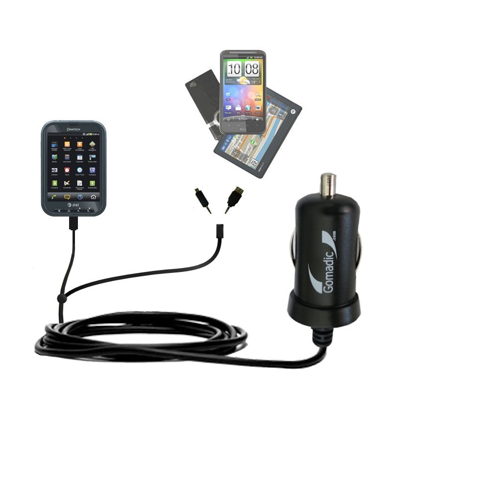 mini Double Car Charger with tips including compatible with the Pantech Pocket