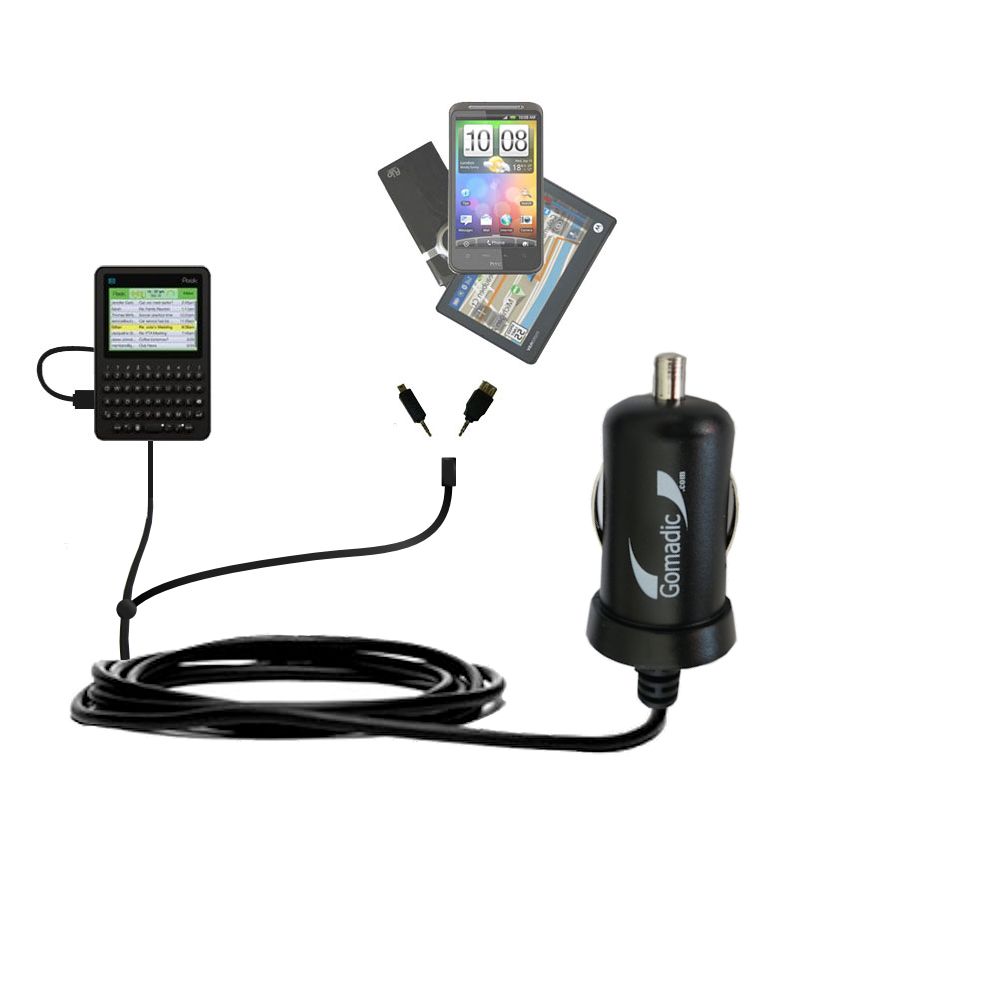 mini Double Car Charger with tips including compatible with the Peek GetPeek