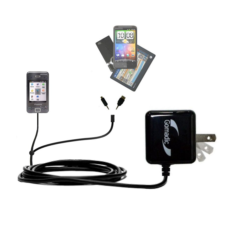 Double Wall Home Charger with tips including compatible with the Pharos PGS Phone 600