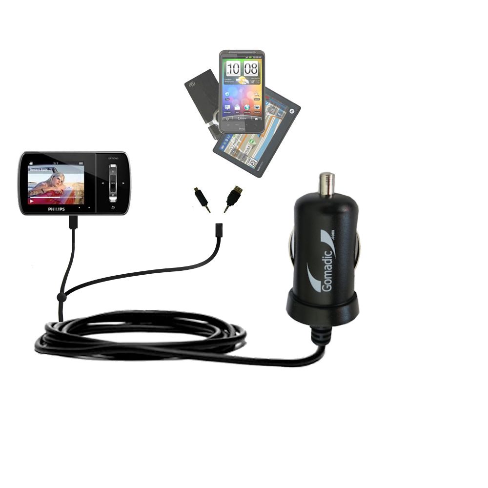 mini Double Car Charger with tips including compatible with the Philips Aria (All GB Versions)