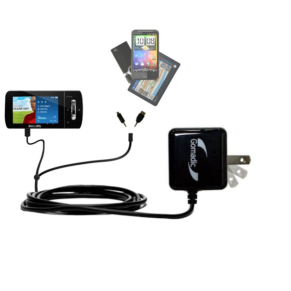 Double Wall Home Charger with tips including compatible with the Philips GoGear Muse