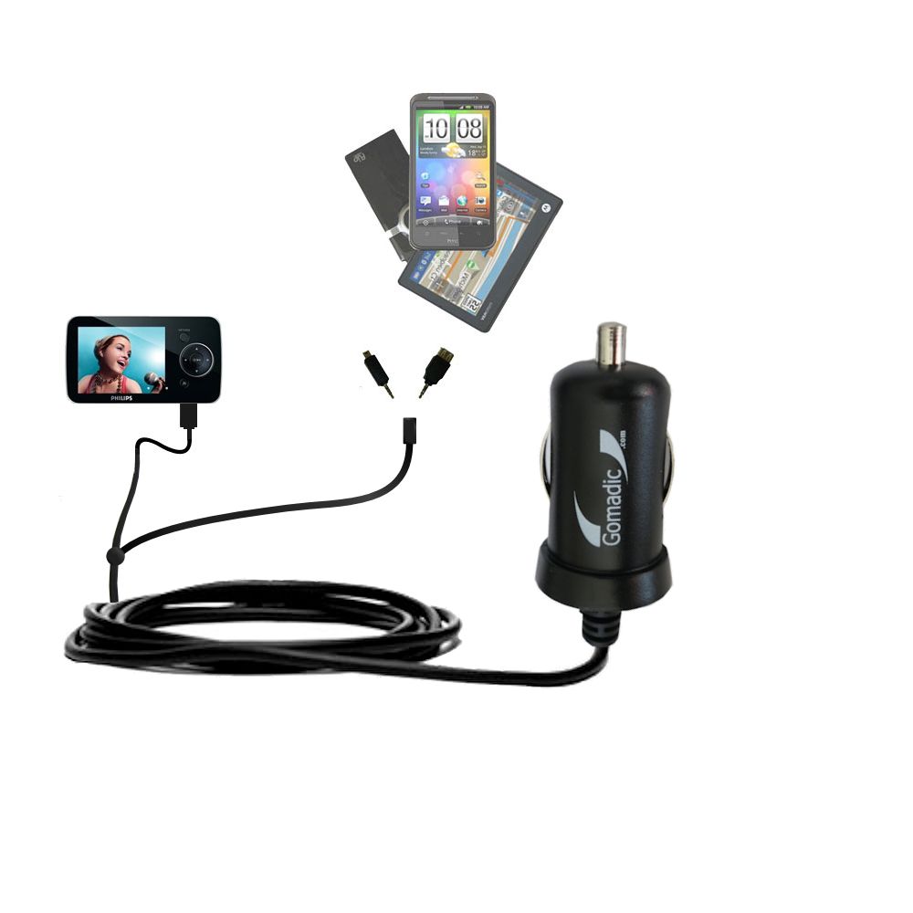 mini Double Car Charger with tips including compatible with the Philips GoGear SA5245BT