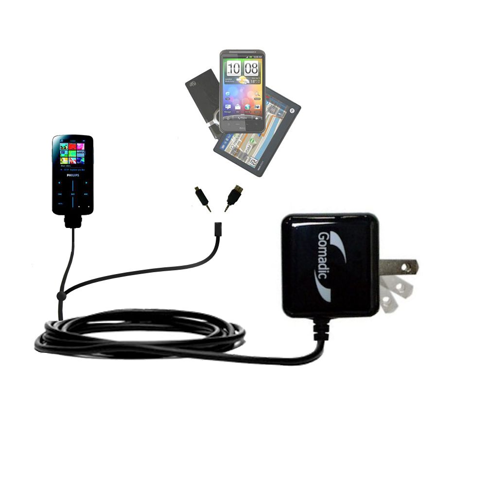 Double Wall Home Charger with tips including compatible with the Philips GoGear SA9324/00