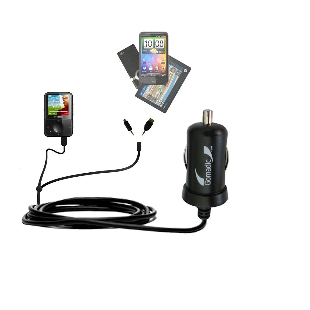 mini Double Car Charger with tips including compatible with the Philips Gogear Vibe