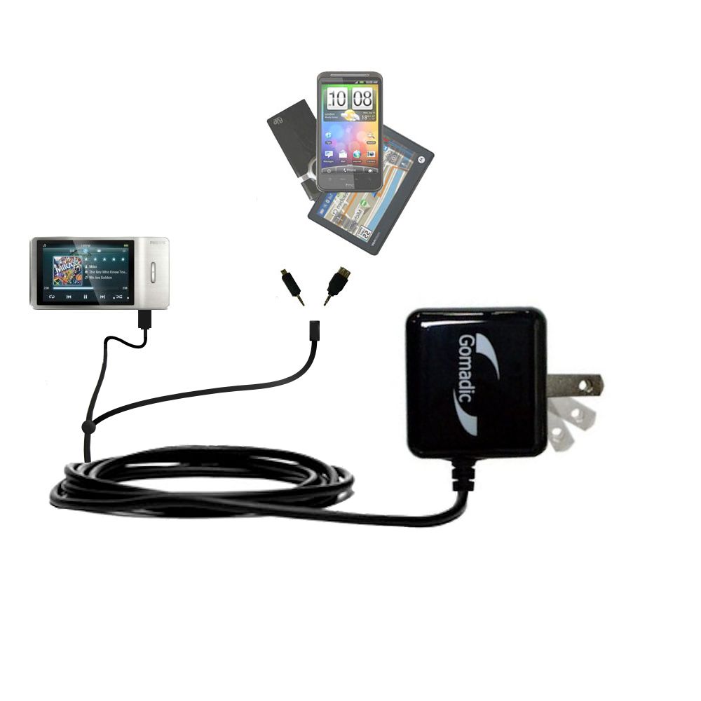 Double Wall Home Charger with tips including compatible with the Philips Muse MP3 Video Player FullSound