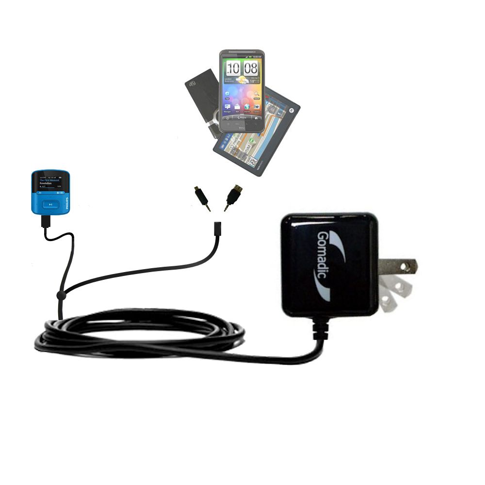 Double Wall Home Charger with tips including compatible with the Philips RaGa MP3 Player