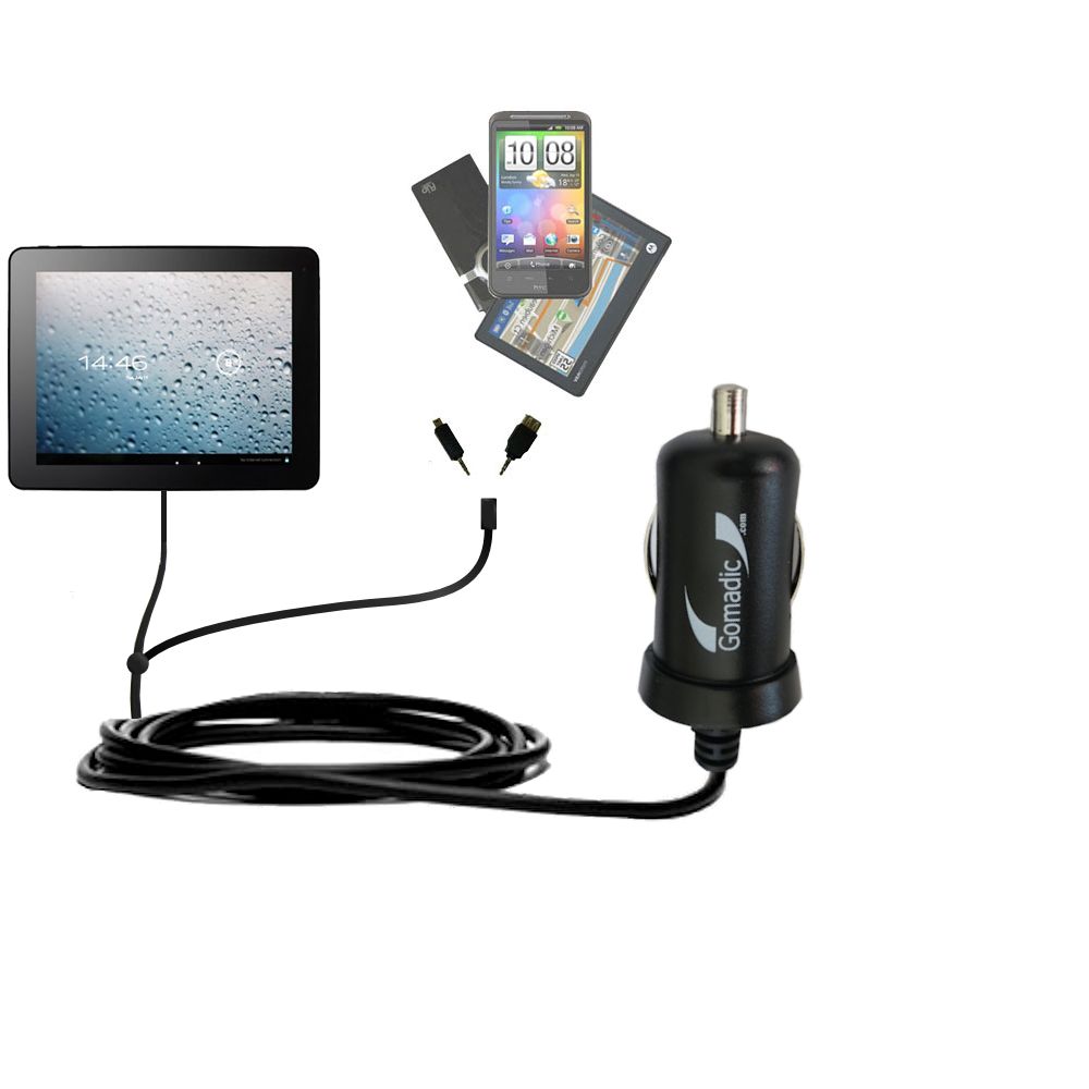 mini Double Car Charger with tips including compatible with the PIPO 9.7 Max-M1 / 7 Up-U1