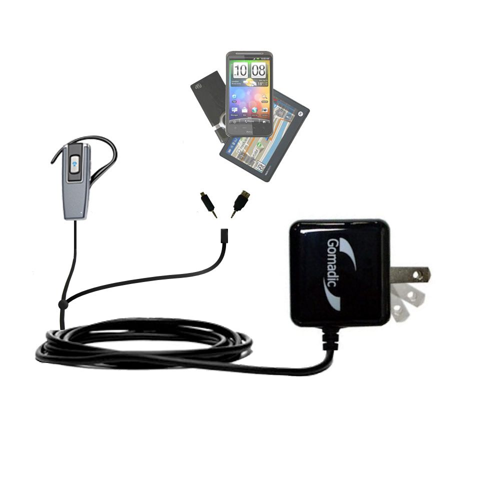 Double Wall Home Charger with tips including compatible with the Plantronics Explorer 360