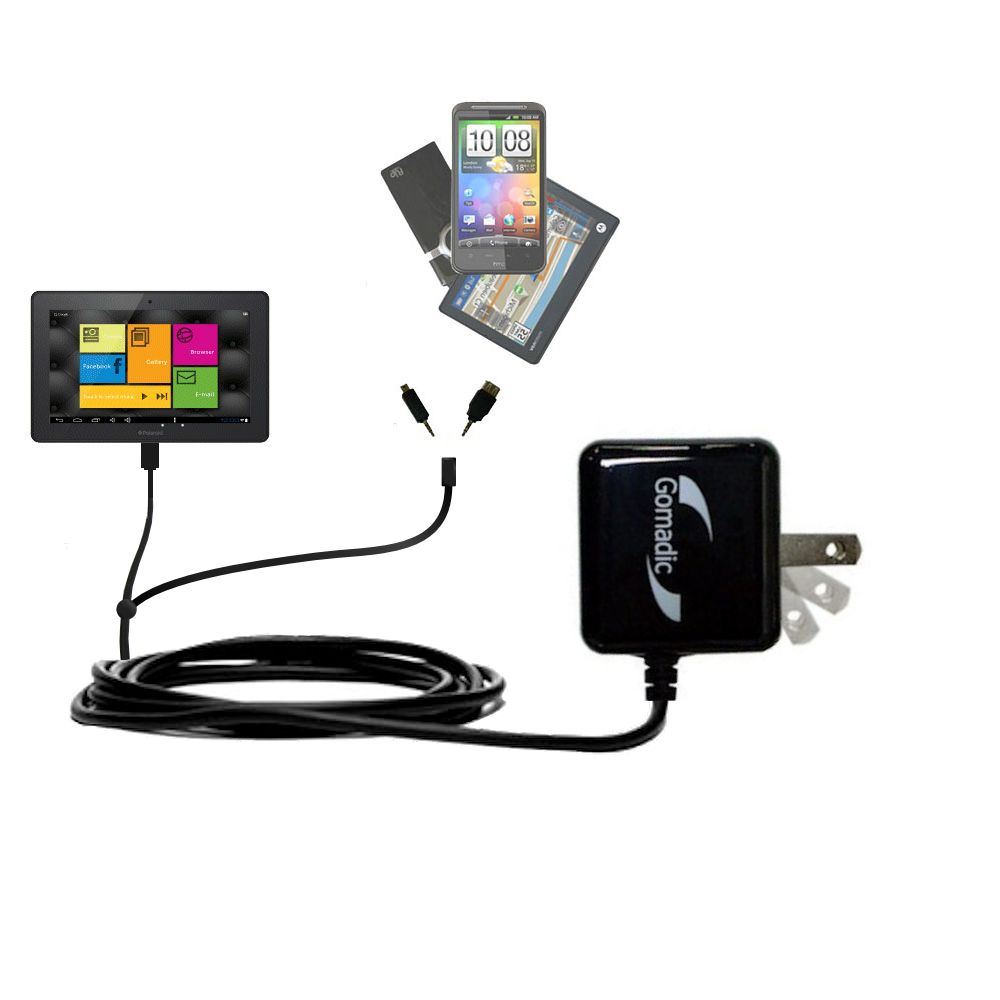 Double Wall Home Charger with tips including compatible with the Polaroid 10 Tablet PMID1000