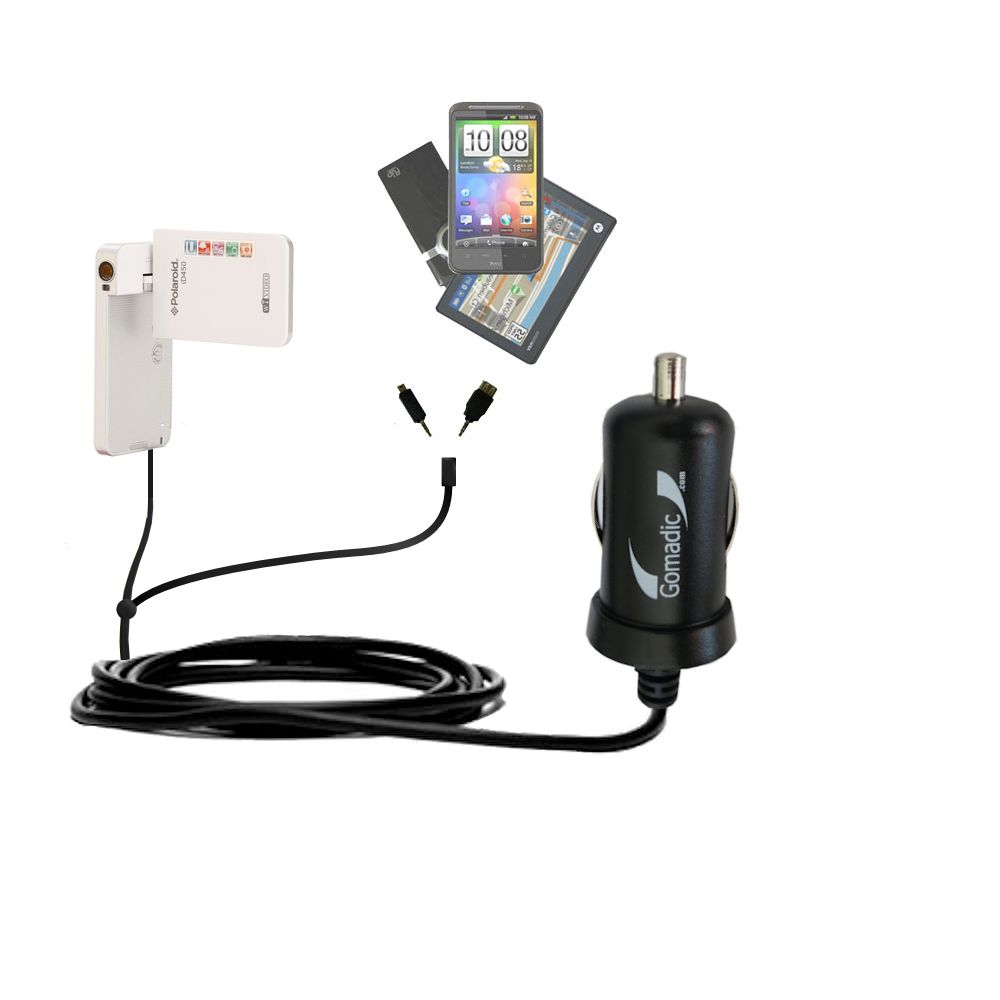 mini Double Car Charger with tips including compatible with the Polaroid ID450