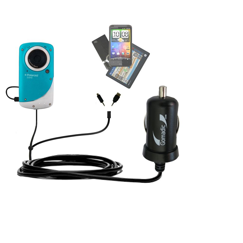mini Double Car Charger with tips including compatible with the Polaroid iD640 / iD642