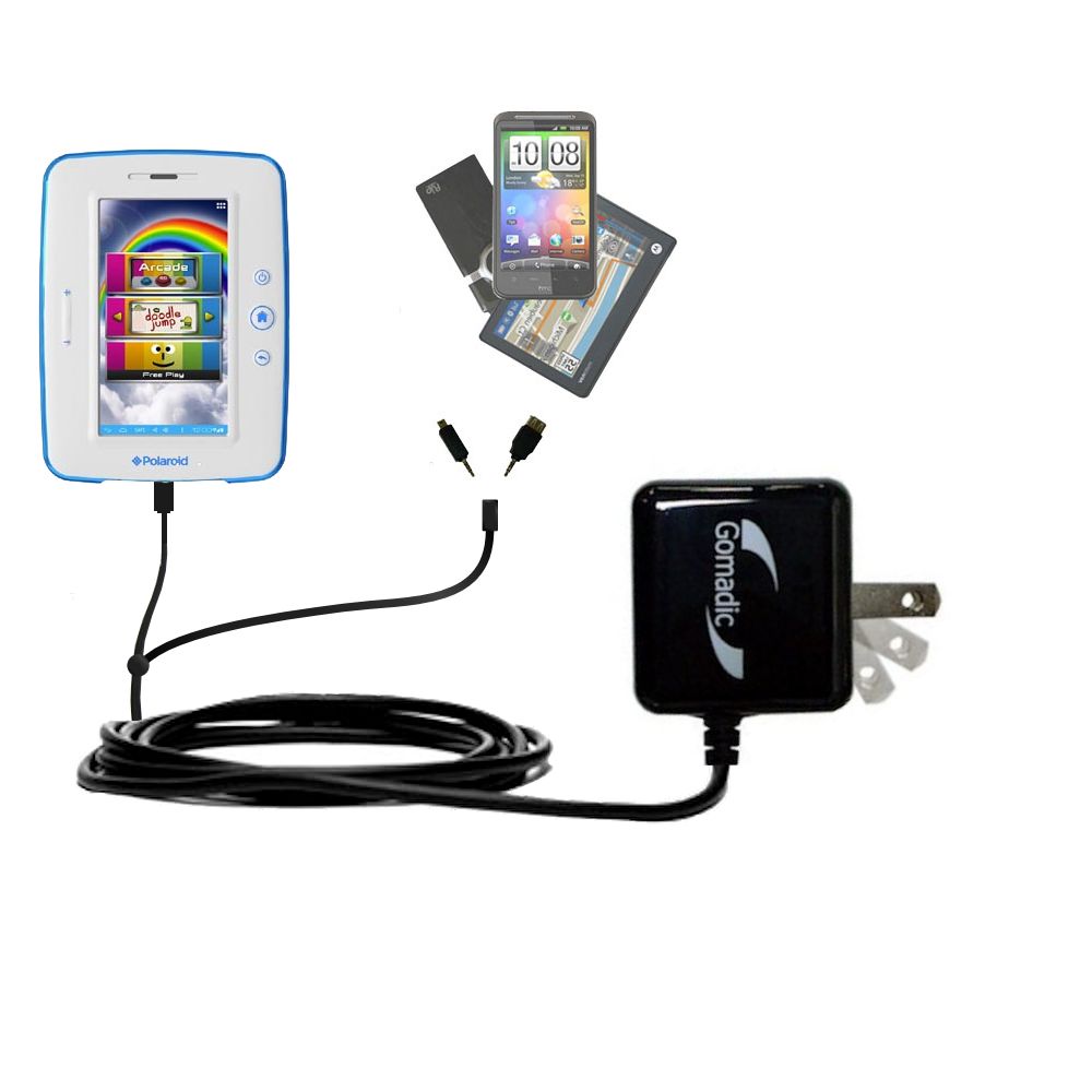 Double Wall Home Charger with tips including compatible with the Polaroid Kids PTAB750