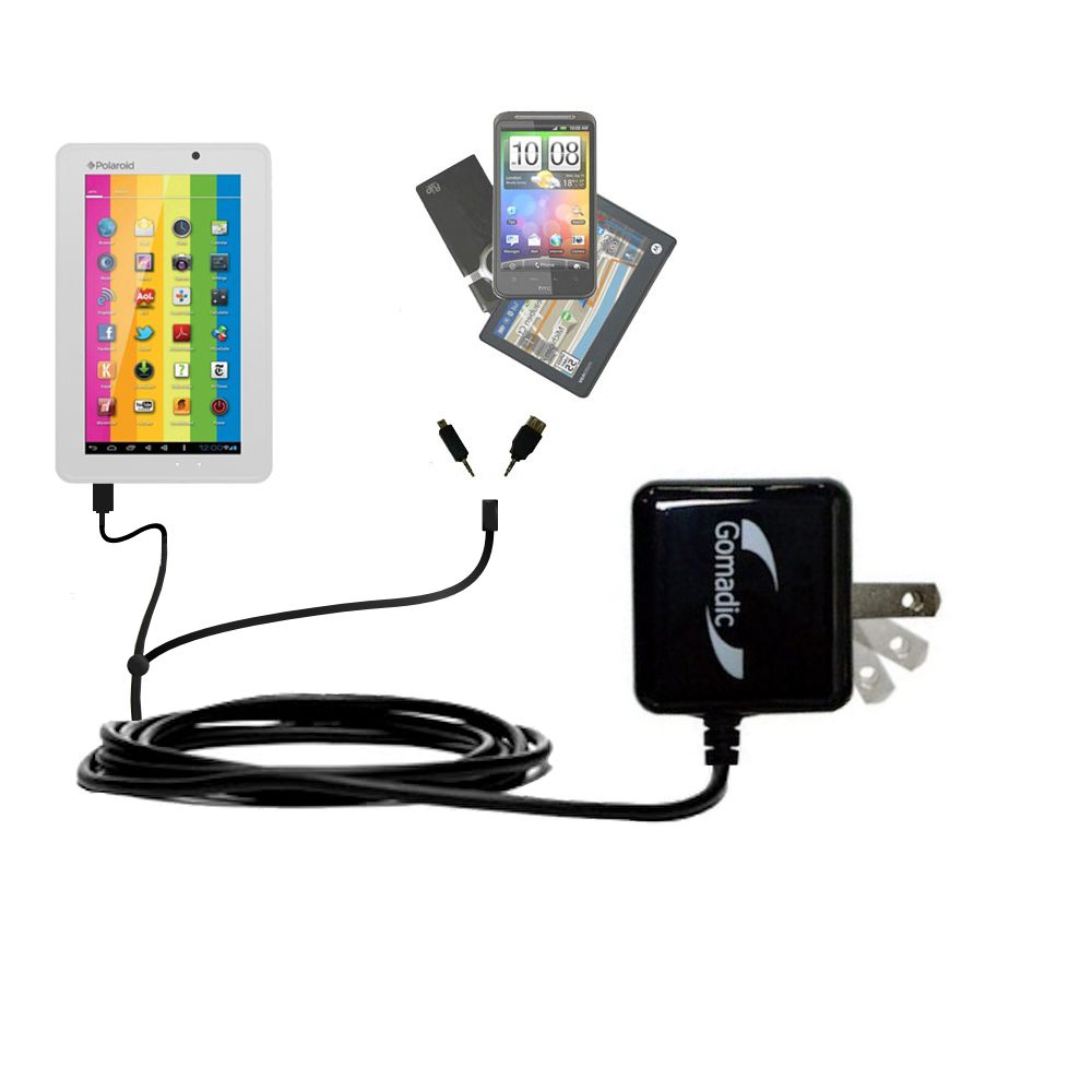 Double Wall Home Charger with tips including compatible with the Polaroid PMID705