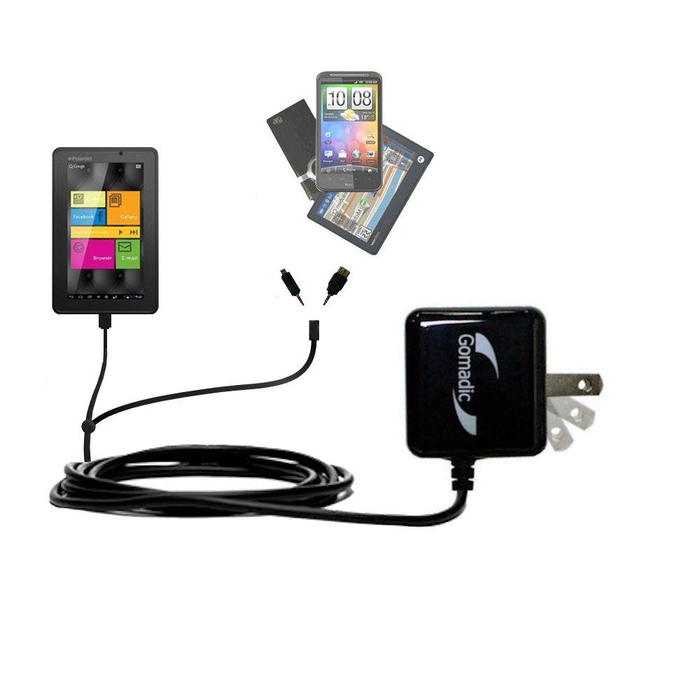 Double Wall Home Charger with tips including compatible with the Polaroid PMID720