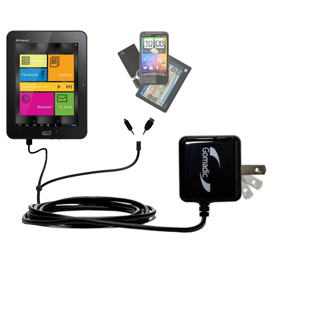 Double Wall Home Charger with tips including compatible with the Polaroid PMID800
