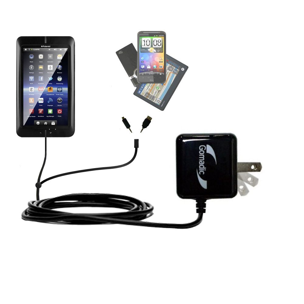 Double Wall Home Charger with tips including compatible with the Polaroid PTAB7200