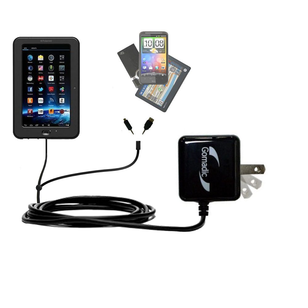 Double Wall Home Charger with tips including compatible with the Polaroid PTAB8000