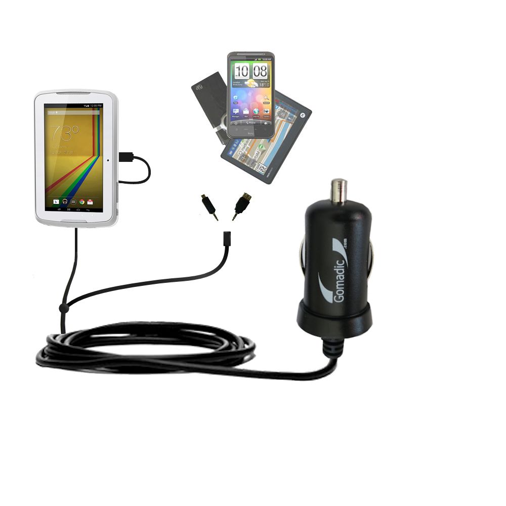 mini Double Car Charger with tips including compatible with the Polaroid Q10
