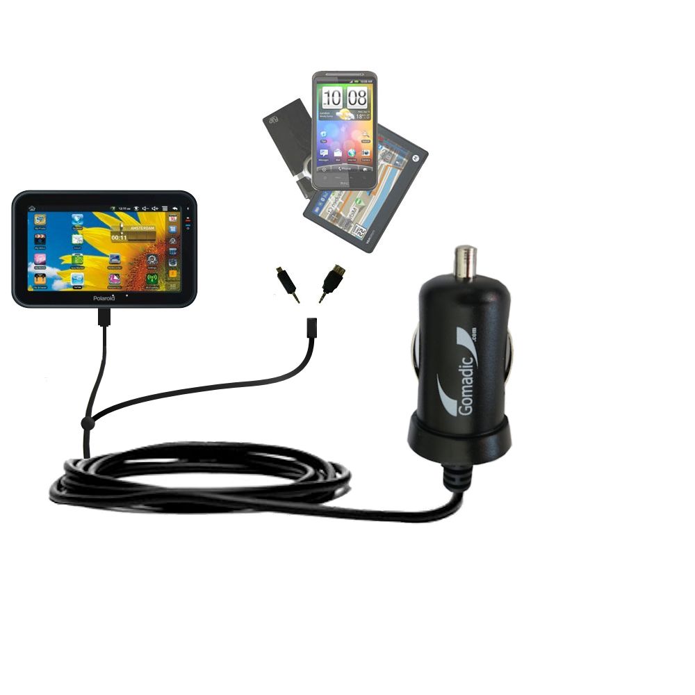 mini Double Car Charger with tips including compatible with the Polaroid Tablet PMID4311