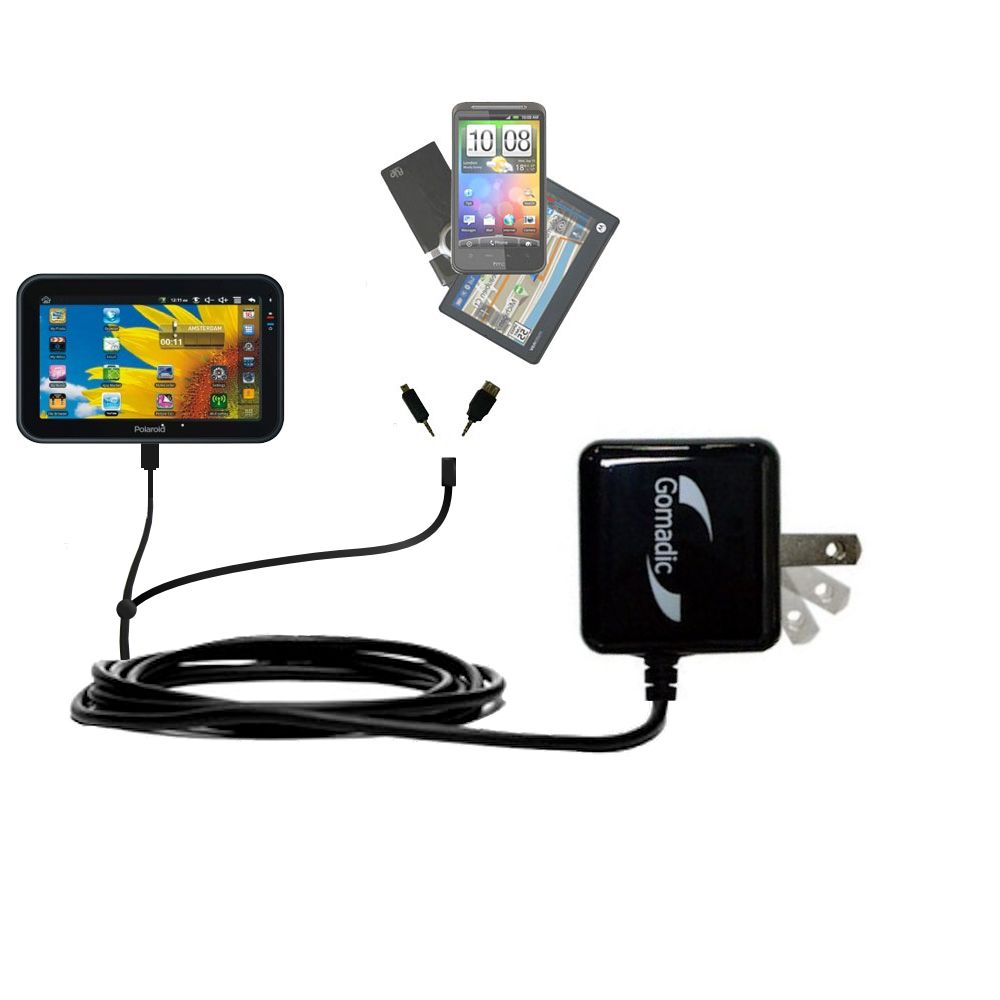 Double Wall Home Charger with tips including compatible with the Polaroid Tablet PMID701