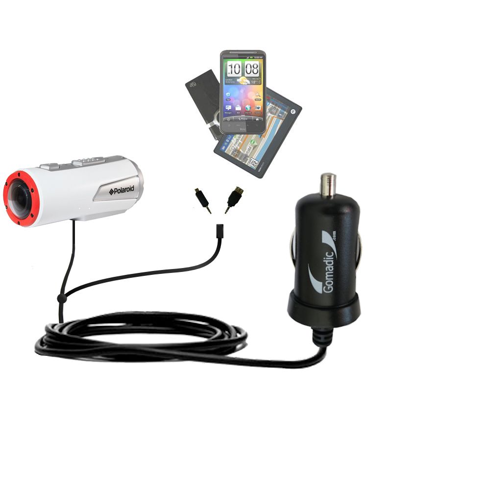mini Double Car Charger with tips including compatible with the Polaroid XS100