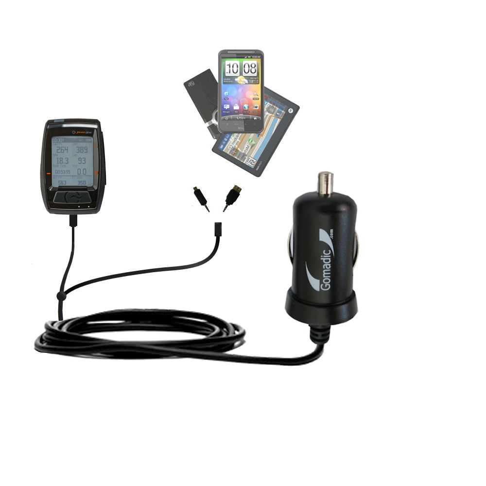 mini Double Car Charger with tips including compatible with the PowerTap Joule
