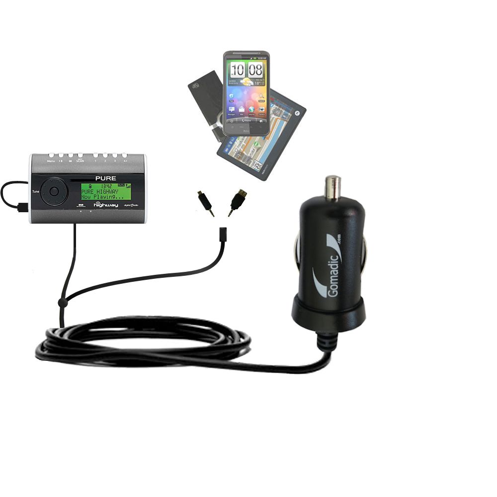 mini Double Car Charger with tips including compatible with the PURE Highway